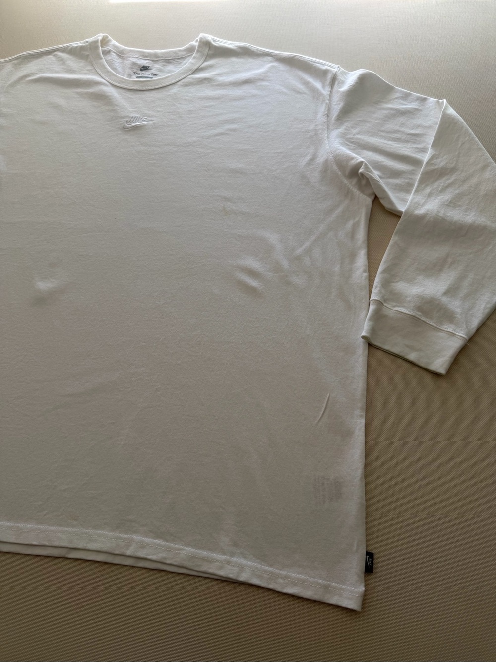 Nike Men’s White Long-Sleeve Crew with Embroidered Swoosh